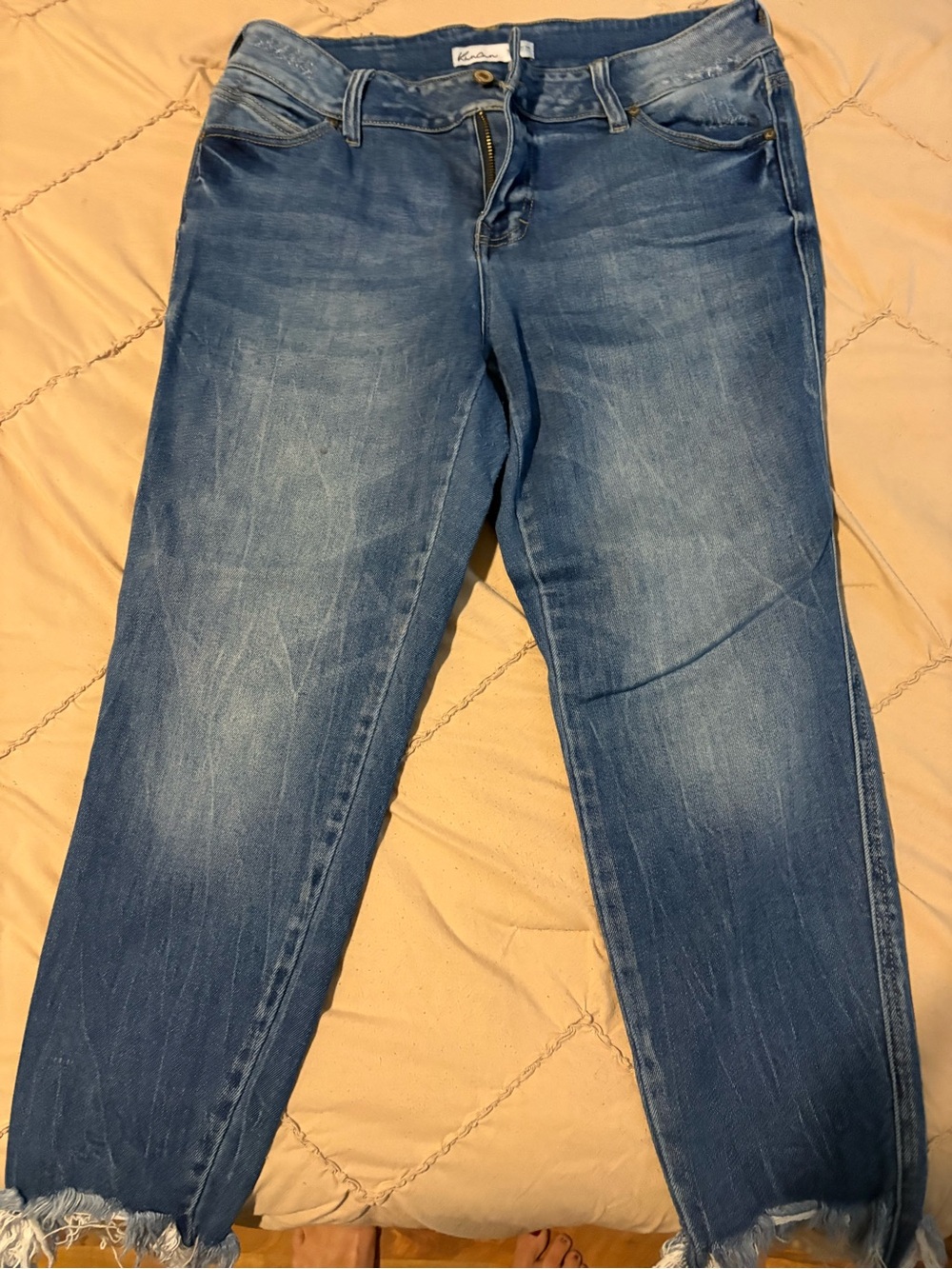 Maurices Medium Wash Blue Boyfriend Jeans with Frayed Hem
